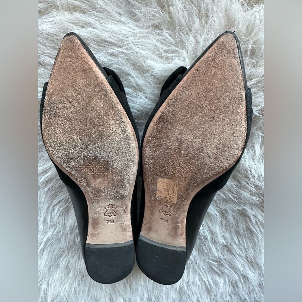 Tory Burch Eleanor size 7 Black Flats with Bow Accent pointy toe suede - Picture 14 of 16